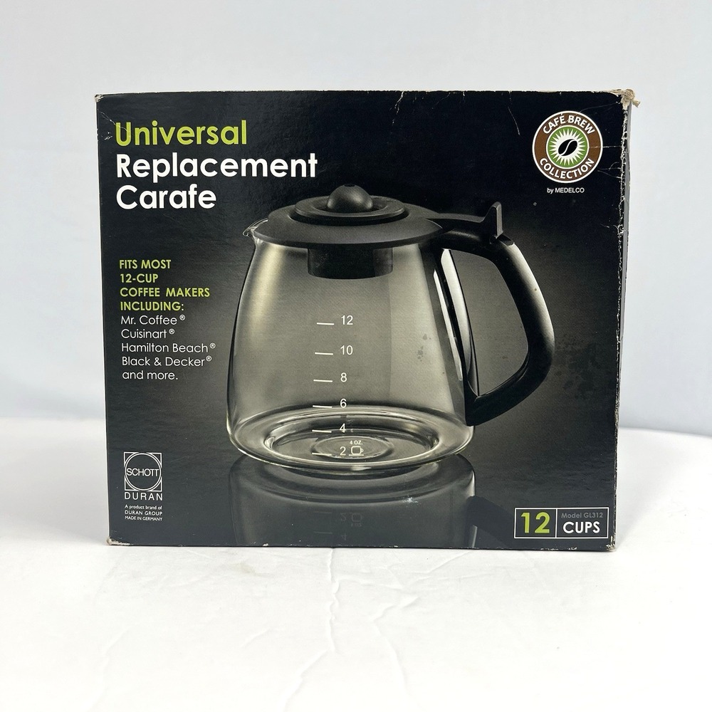 NWT Cafe Brew Medelco Universal 12 Cup Replacement‎ Coffee Carafe Glass GL312